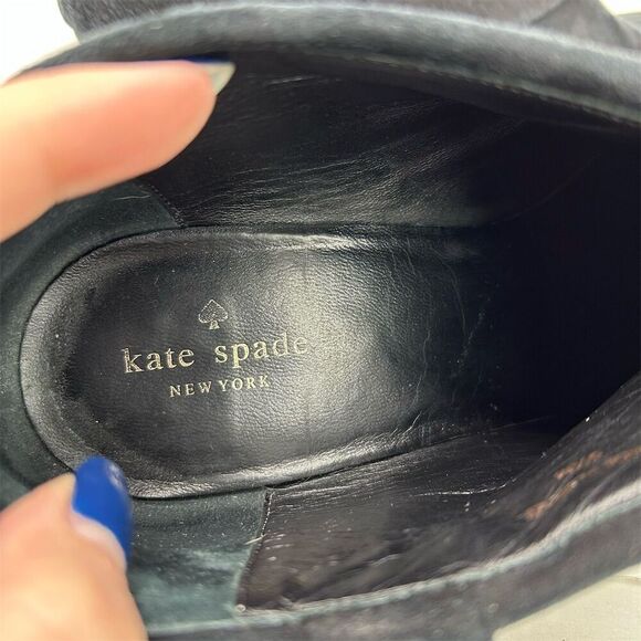 Kate Spade Women's Black Suede Ankle Boots Size 9.5M Bow Accent - Picture 12 of 13